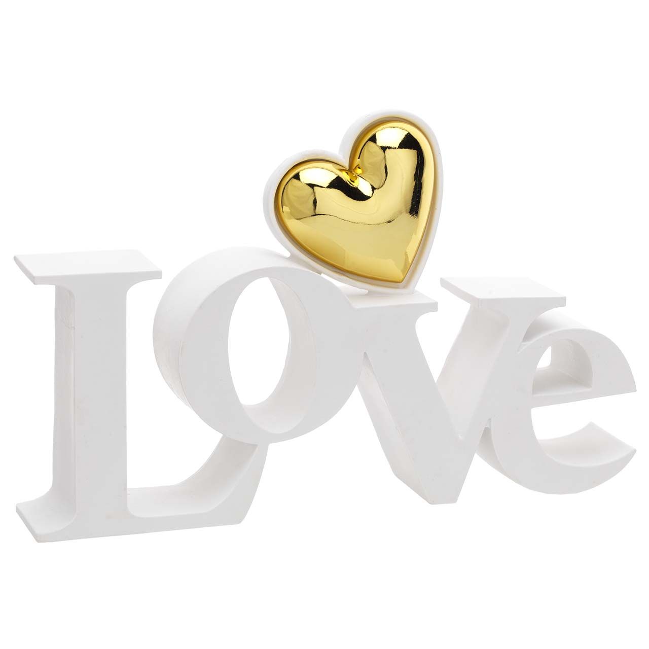 SCULTURA LOVE grande con cuore oro 25X10,5CM